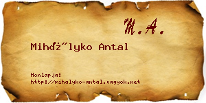 Mihályko Antal névjegykártya